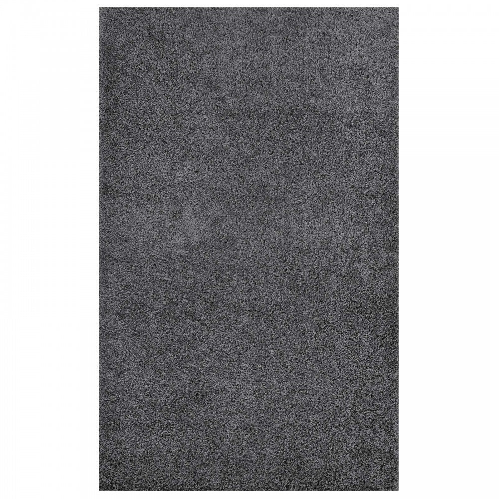 Enyssa Solid 5x8 Shag Area Rug, Dark Gray