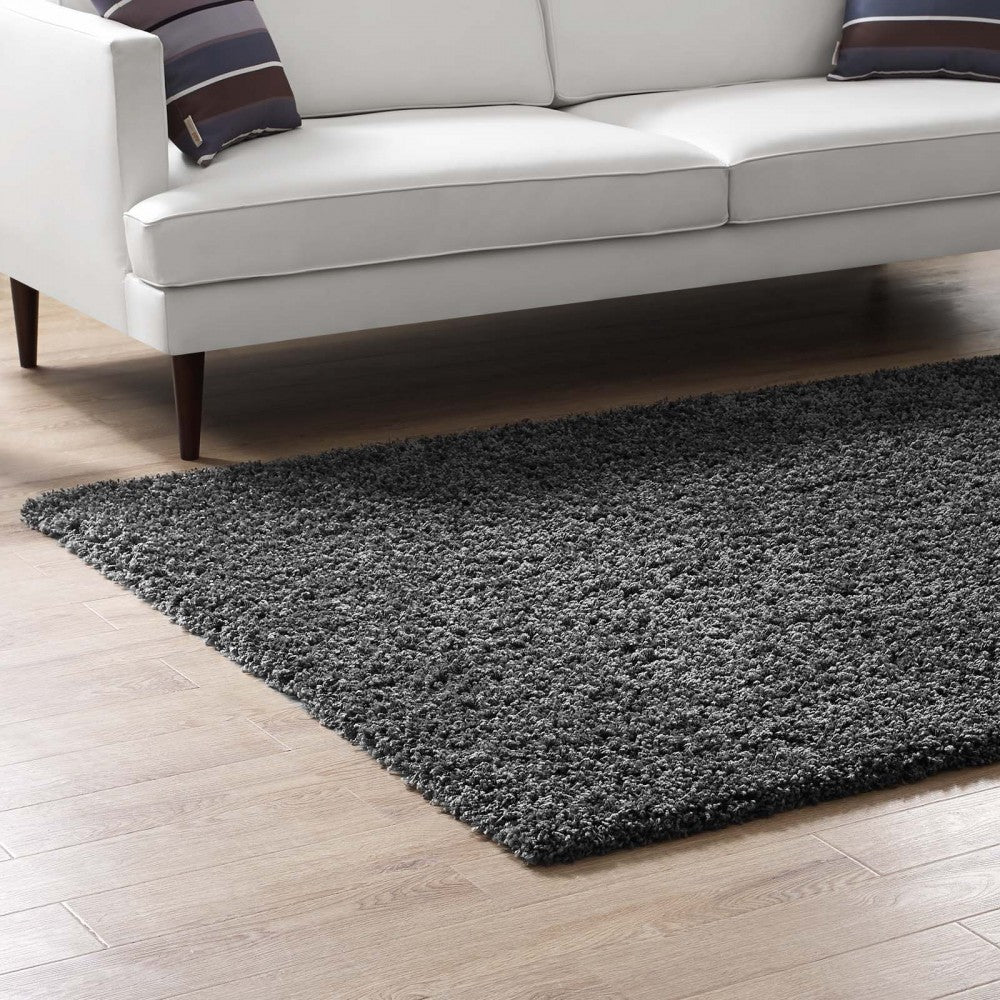 Enyssa Solid 5x8 Shag Area Rug, Dark Gray