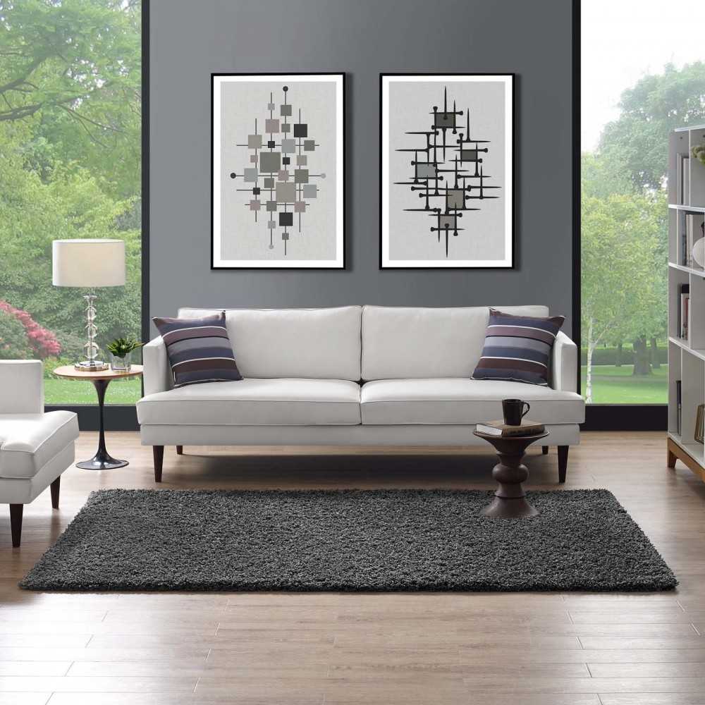 Enyssa Solid 5x8 Shag Area Rug, Dark Gray