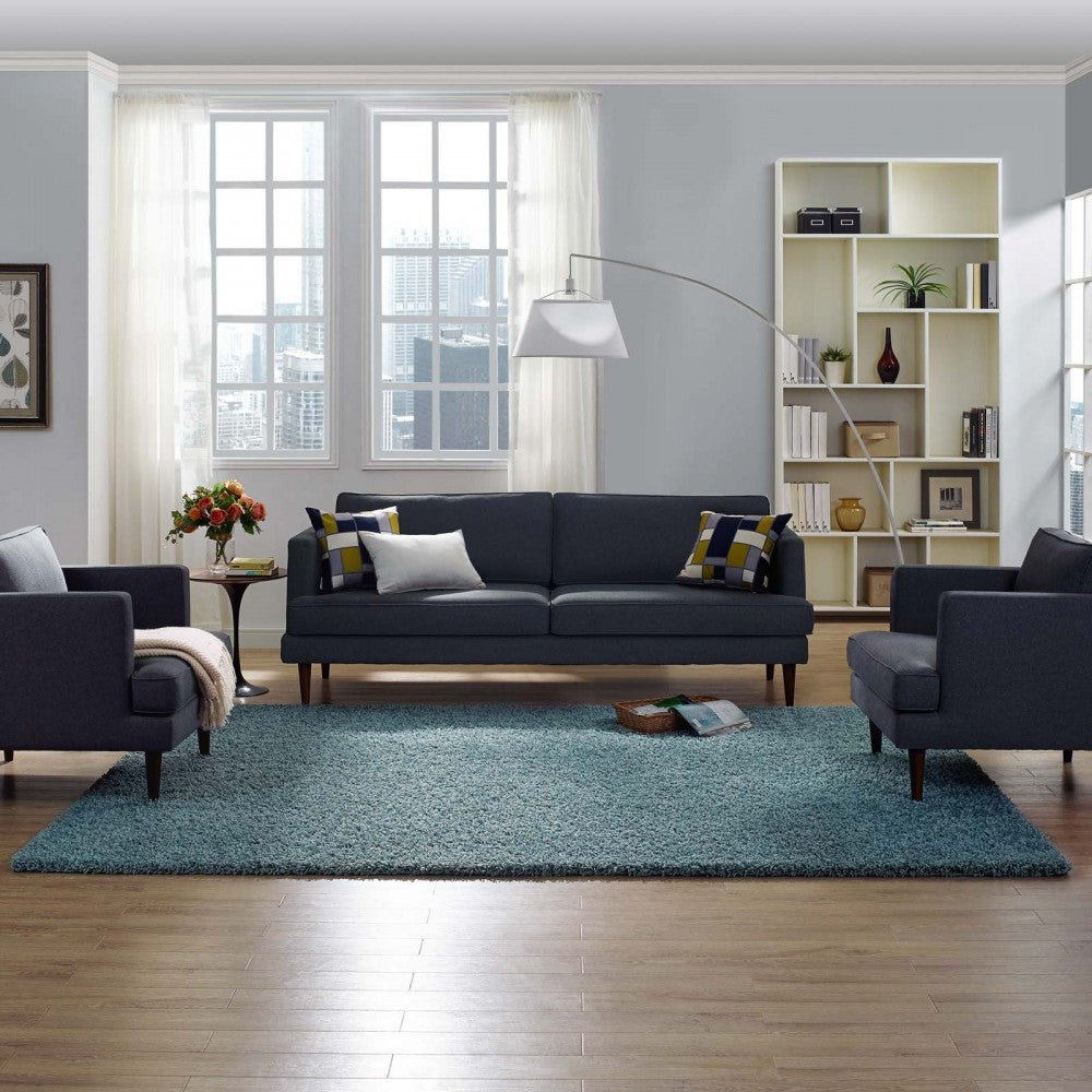 Enyssa Solid 8x10 Shag Area Rug, Aqua Blue and Ivory