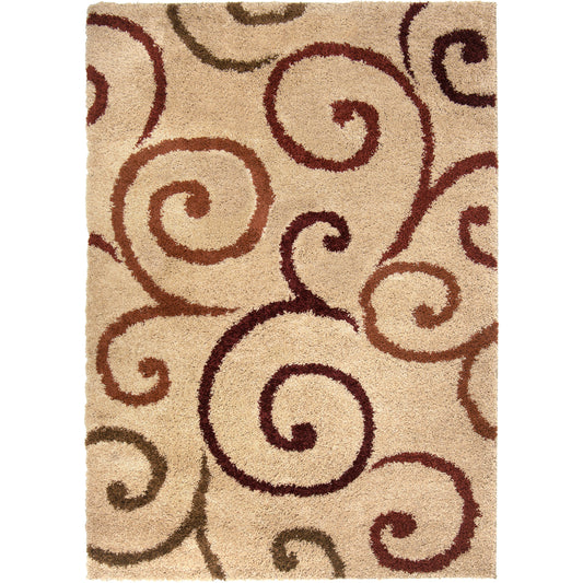 Orian Impressions Shag Swirls Beige 79"X120"