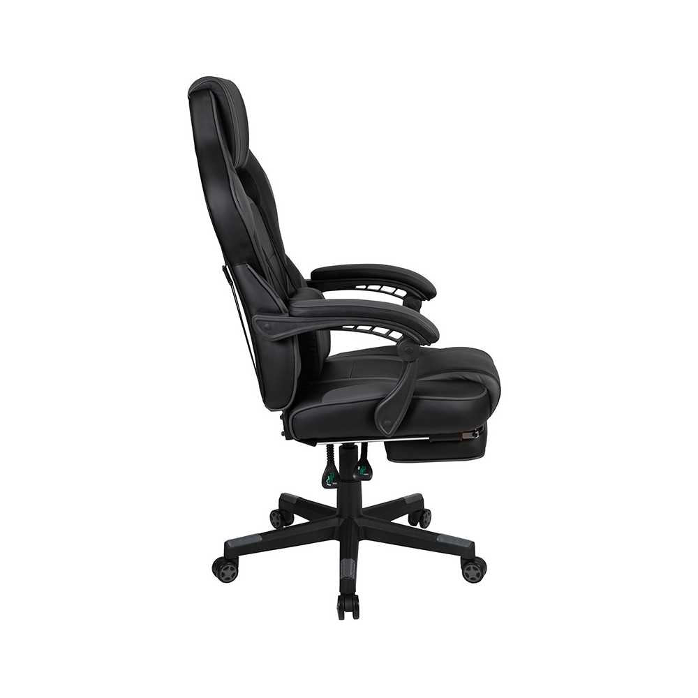 Ergonomic Computer Chair with Fully Reclining Back/Arms, Slide-Out Footrest, Massaging Lumbar - Black/Gray