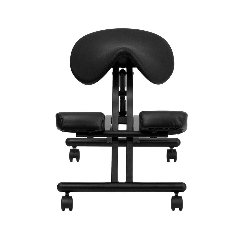 Ergonomic Kneeling Office Chair with Black Saddle Seat