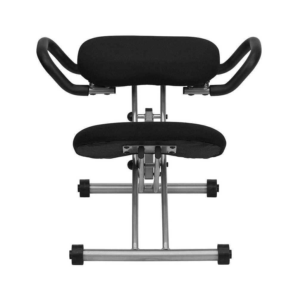 Ergonomic Kneeling Office Chair with Handles in Black Fabric
