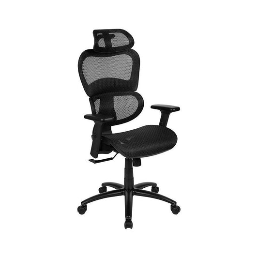 Ergonomic Mesh Office Chair with 2-to-1 Synchro-Tilt, Adjustable Headrest, Lumbar Support, and Adjustable Pivot Arms in Black