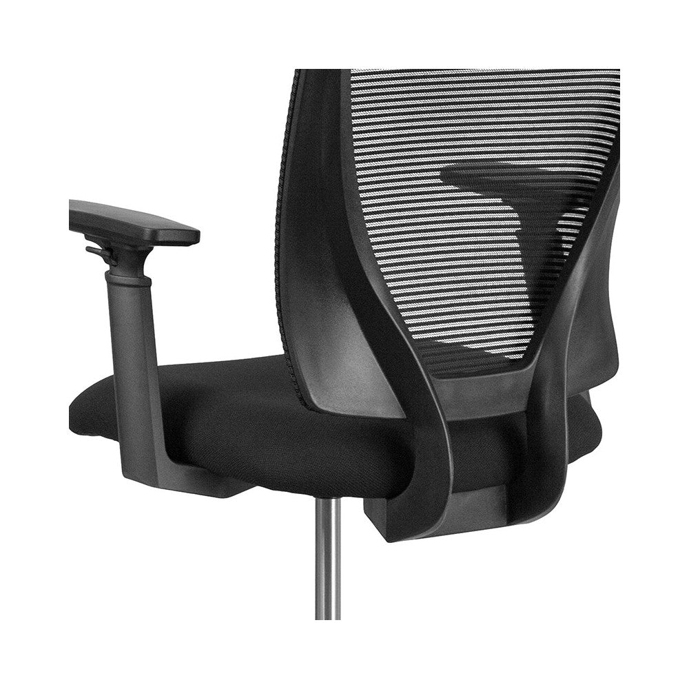 Ergonomic Mid-Back Mesh Drafting Chair with Black Fabric Seat, Adjustable Foot Ring and Adjustable Arms