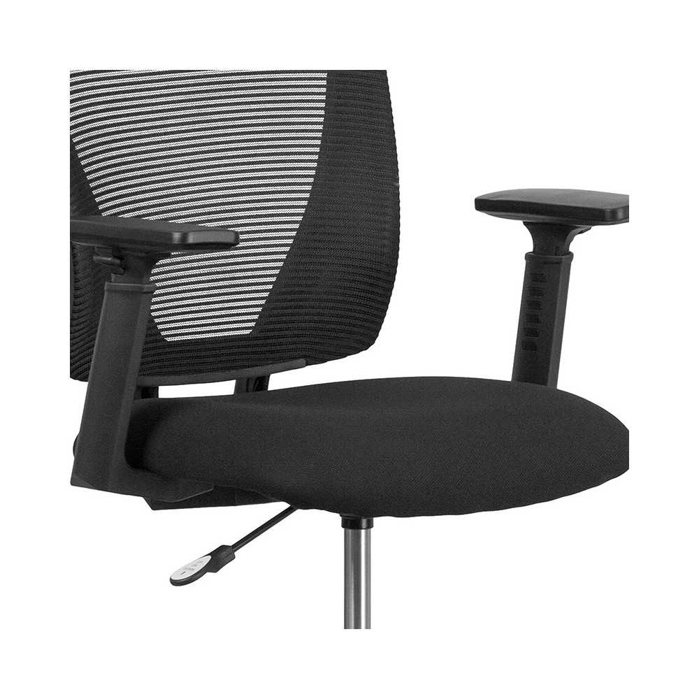 Ergonomic Mid-Back Mesh Drafting Chair with Black Fabric Seat, Adjustable Foot Ring and Adjustable Arms