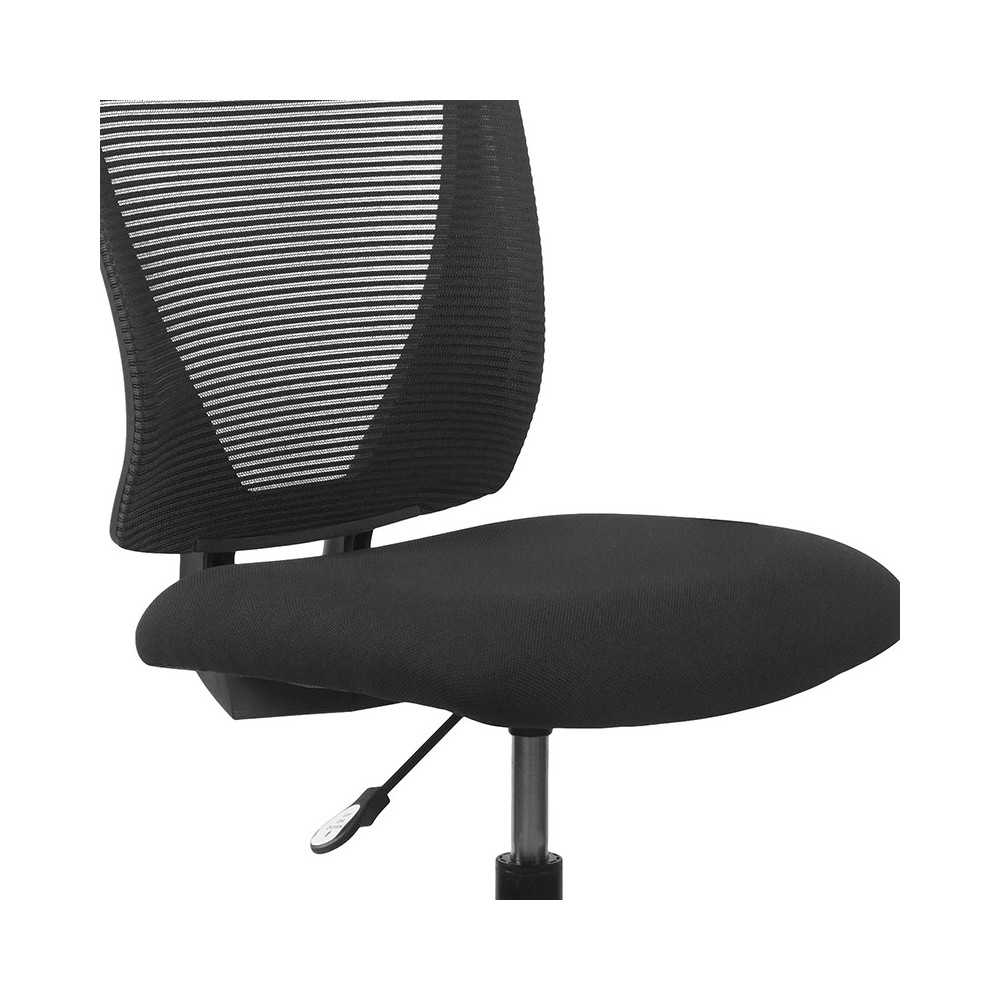 Ergonomic Mid-Back Mesh Drafting Chair with Black Fabric Seat and Adjustable Foot Ring