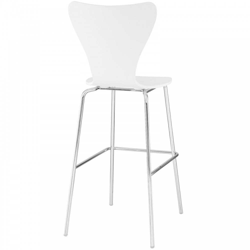 Ernie Wood Bar Stool, White