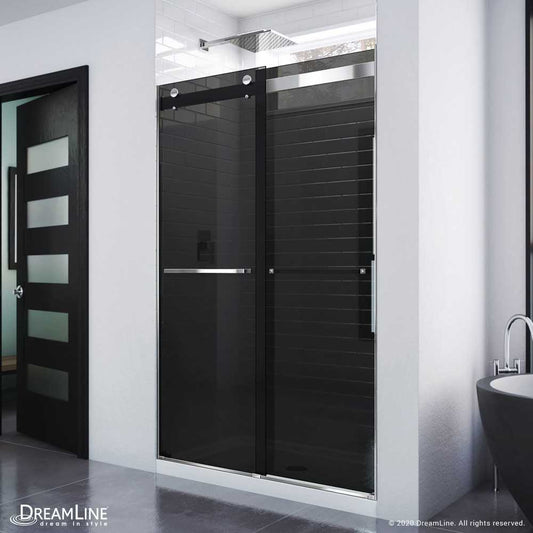 Essence 44-48 in. W x 76 in. H Frameless Smoke Gray Glass Bypass Shower Door in Chrome