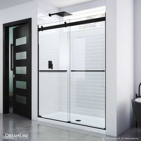 Essence 56-60 in. W x 76 in. H Frameless Bypass Shower Door in Satin Black