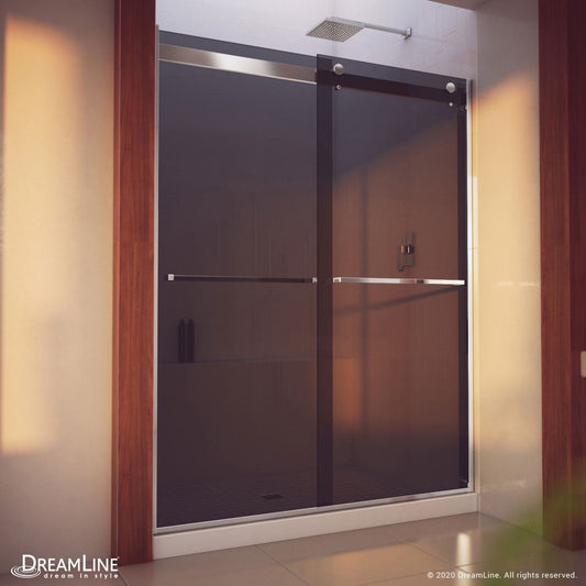 Essence-H 56-60 in. W x 76 in. H Semi-Frameless Bypass Shower Door in Chrome and Gray Glass