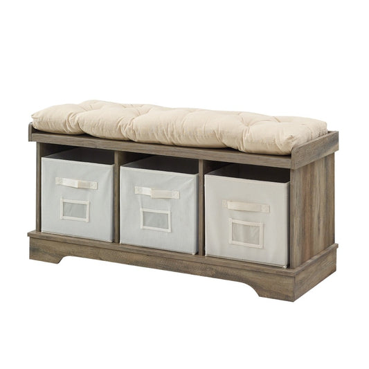 Essential 42" Modern Farmhouse Entryway Storage Bench - Gray Wash