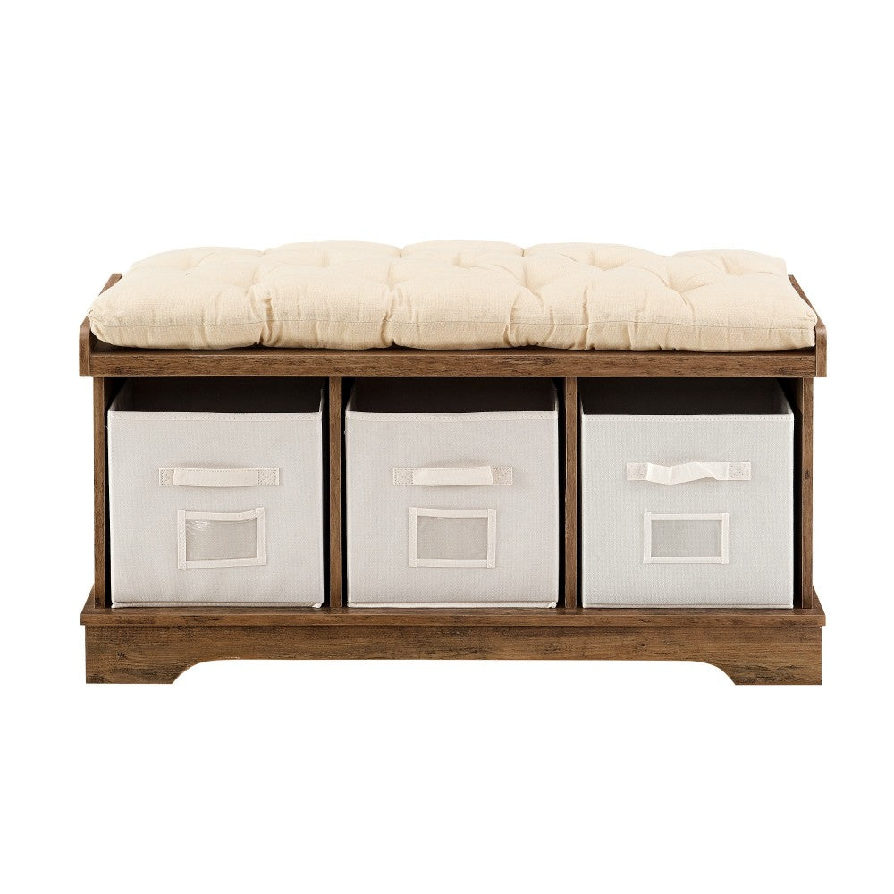 Essential 42" Modern Farmhouse Entryway Storage Bench - Rustic Oak