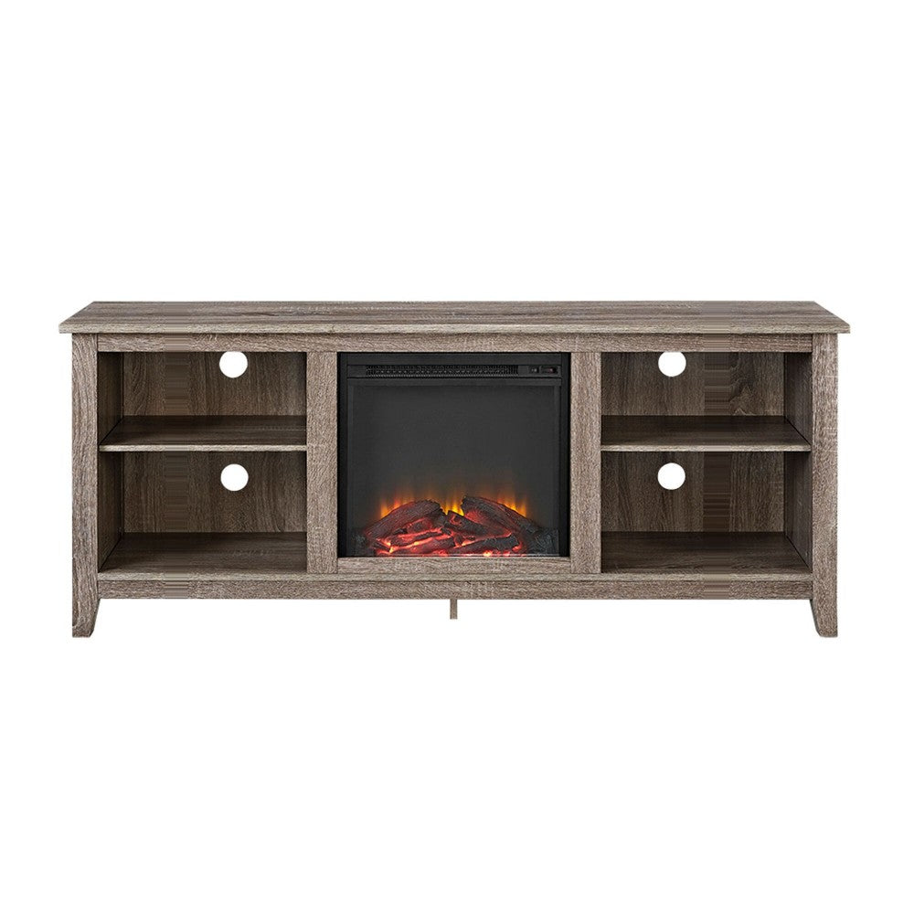 Essential 58" Rustic Farmhouse Fireplace TV Stand - Driftwood