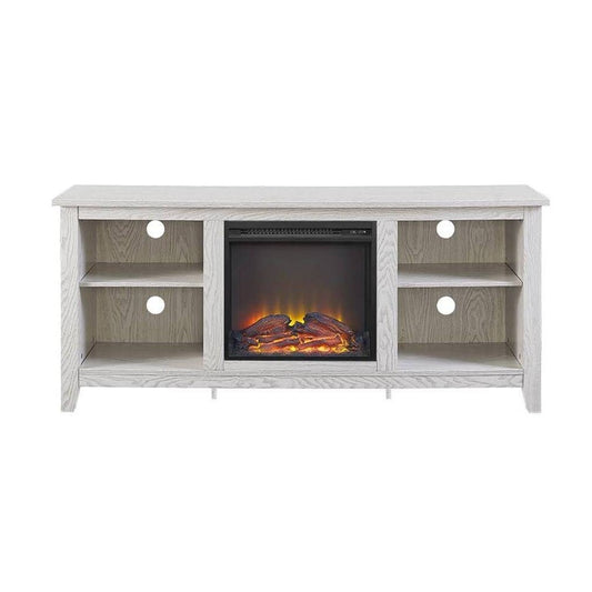 Essential 58" Traditional Rustic Farmhouse Electric Fireplace TV Stand - White