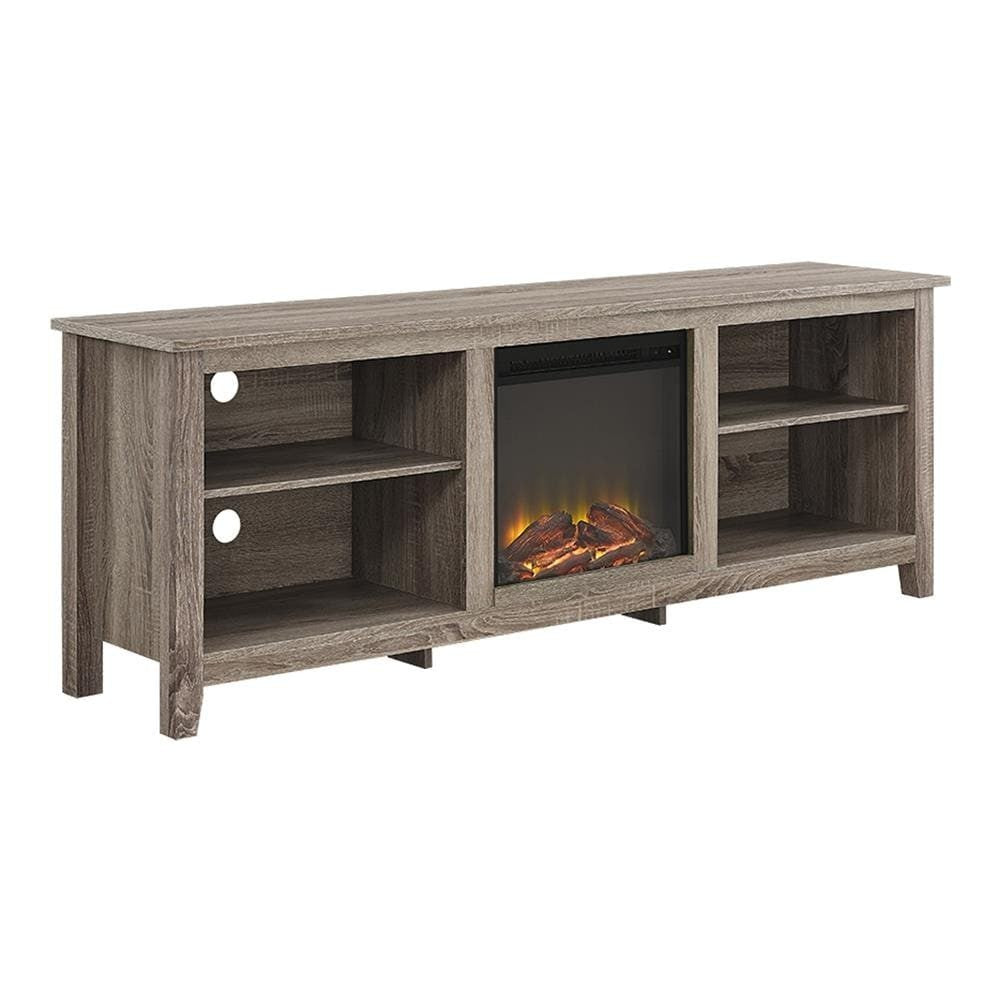 Essential 70" Rustic Farmhouse Electric Fireplace Wood TV Stand - Driftwood