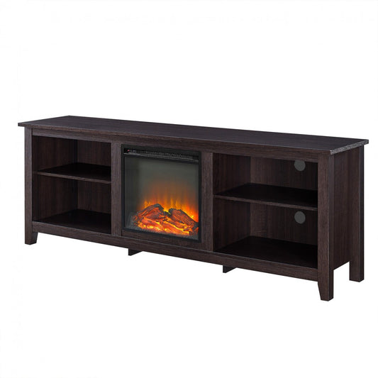 Essential 70" Rustic Farmhouse Electric Fireplace Wood TV Stand - Espresso