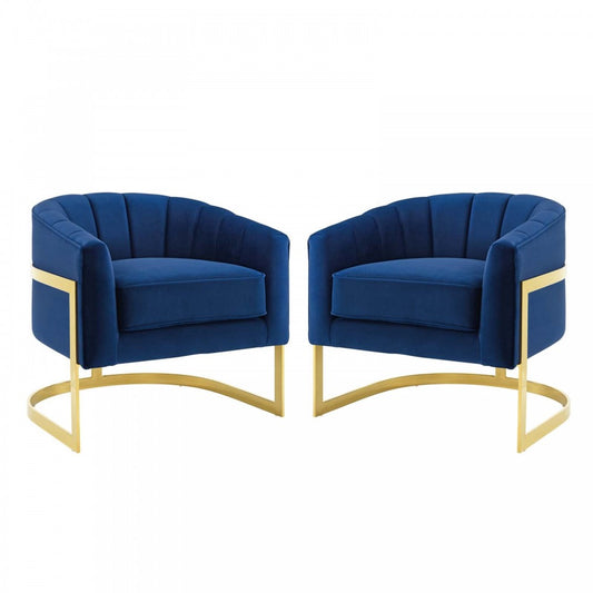 Esteem Accent Armchair Performance Velvet Set of 2, Navy