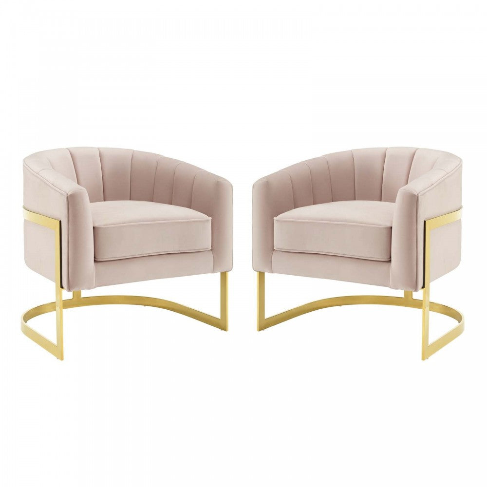 Esteem Accent Armchair Performance Velvet Set of 2, Pink
