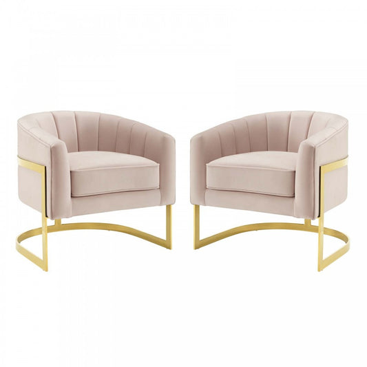 Esteem Accent Armchair Performance Velvet Set of 2, Pink