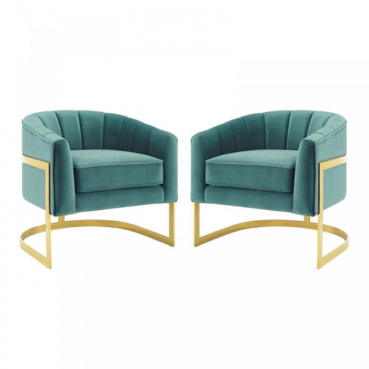 Esteem Accent Armchair Performance Velvet Set of 2, Teal
