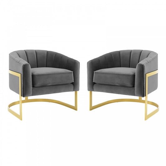 Esteem Accent Armchair Performance Velvet Set of 2, Gray