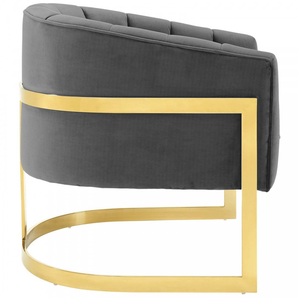 Esteem Accent Armchair Performance Velvet Set of 2, Gray