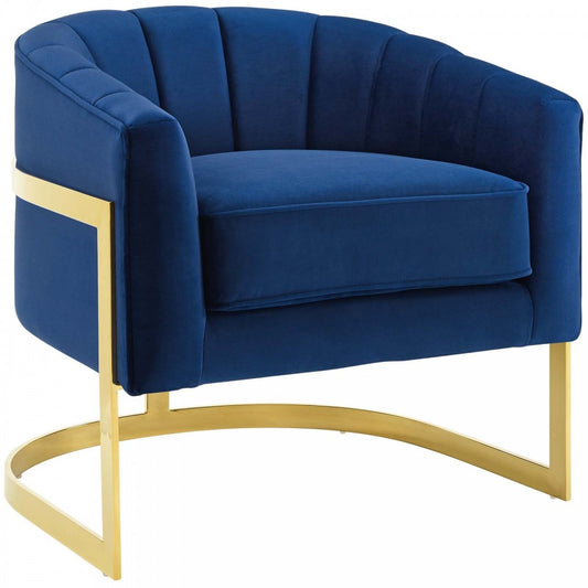Esteem Vertical Channel Tufted Performance Velvet Accent Armchair, Navy