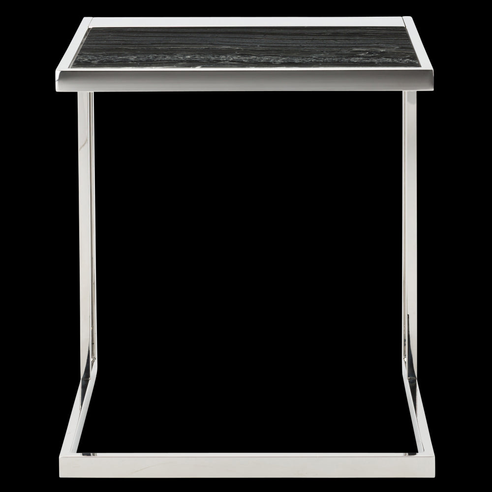 Ethan Black Wood Vein Stone Side Table