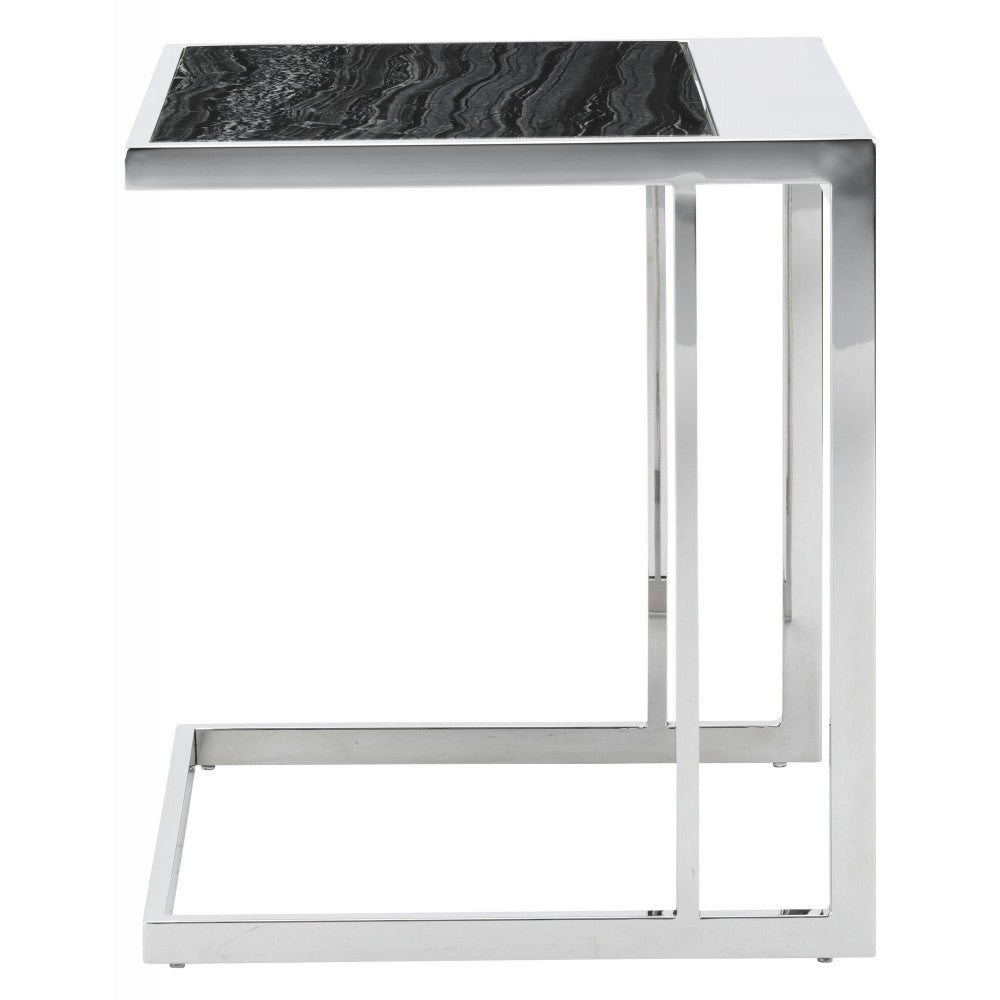 Ethan Black Wood Vein Stone Side Table