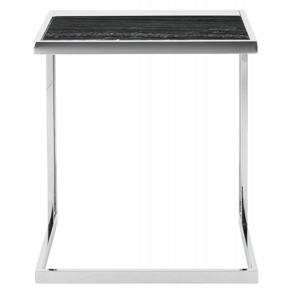 Ethan Black Wood Vein Stone Side Table