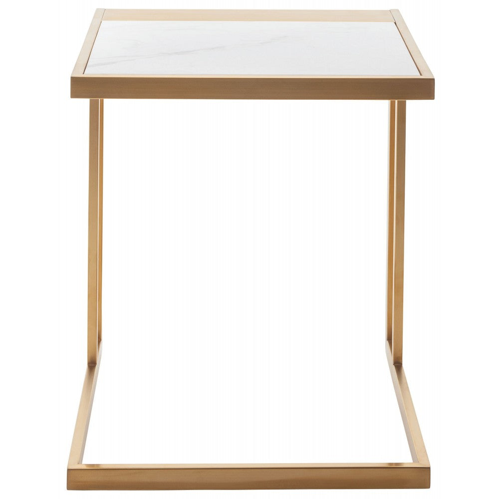 Ethan White Stone Side Table, HGTB261