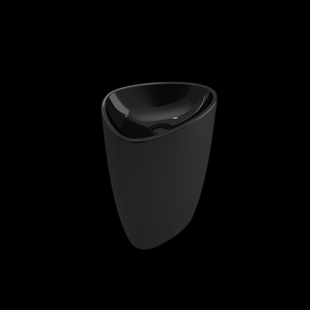 Etna Monoblock Pedestal Sink Fireclay 33.75 in. with Drain Cover in Black