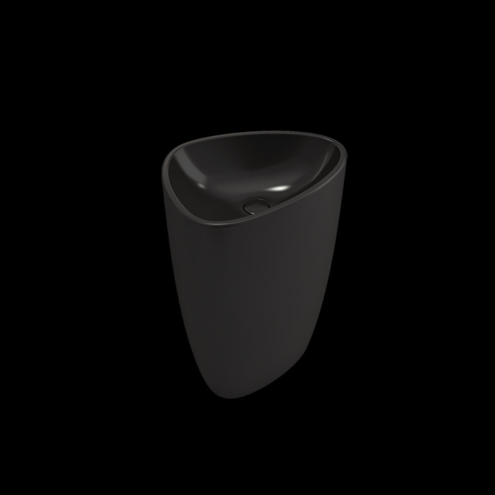 Etna Monoblock Pedestal Sink Fireclay 33.75 in. with Drain Cover in Matte Black
