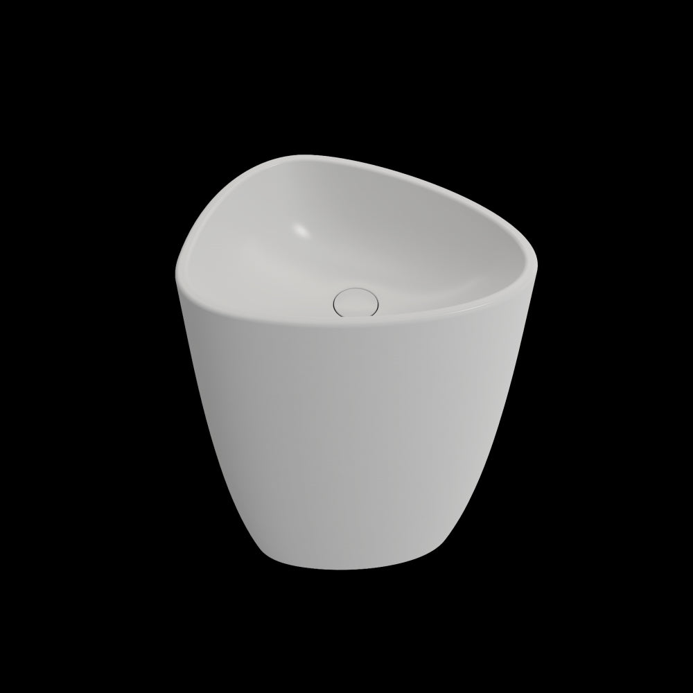 Etna Monoblock Pedestal Sink Fireclay 33.75 in. with Drain Cover in Matte White