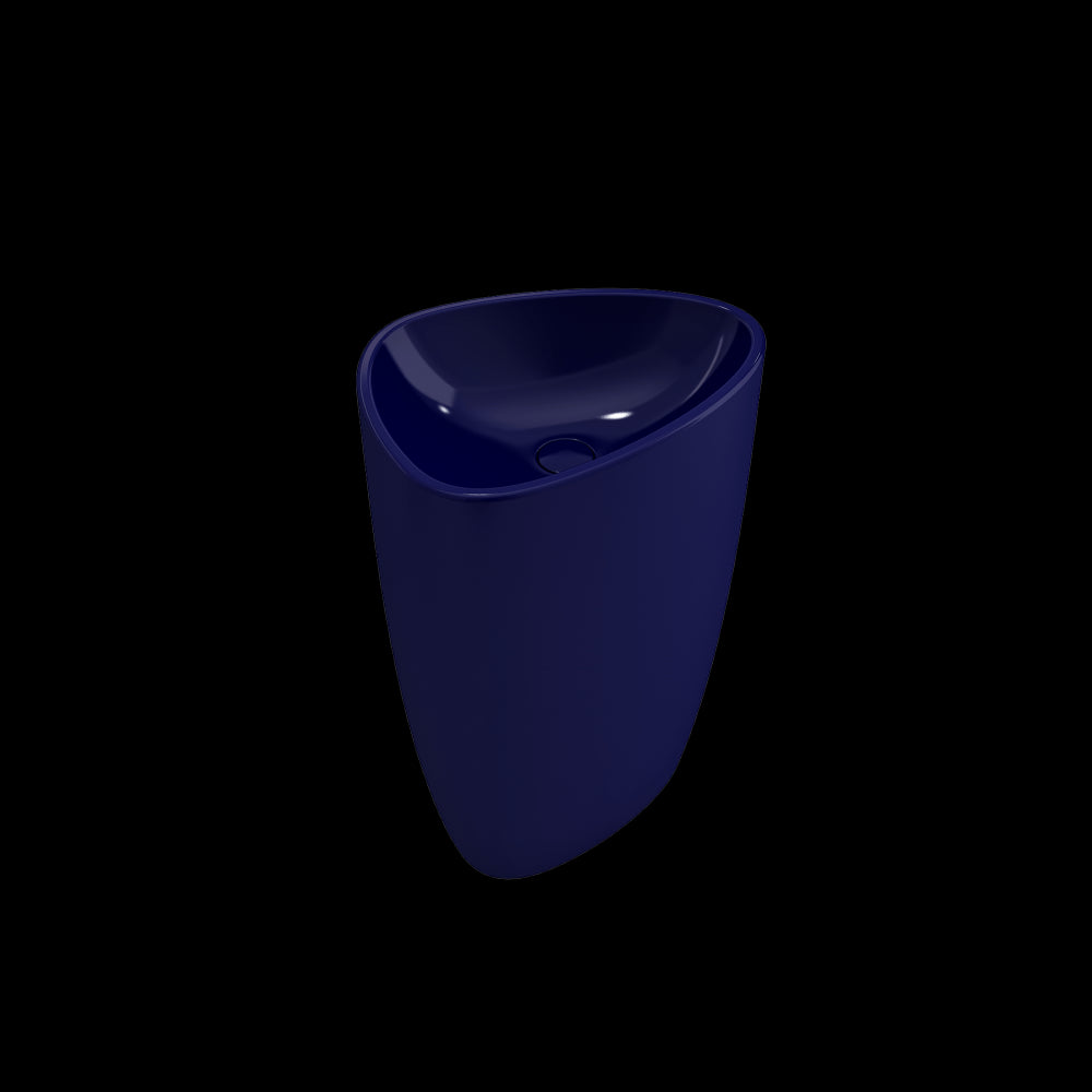 Etna Monoblock Pedestal Sink Fireclay 33.75 in with Drain Cover in Sapphire Blue