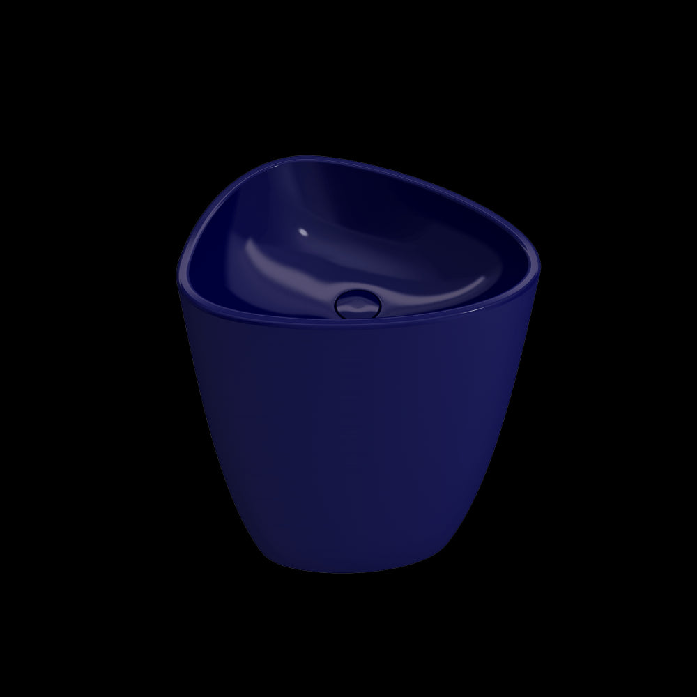 Etna Monoblock Pedestal Sink Fireclay 33.75 in with Drain Cover in Sapphire Blue