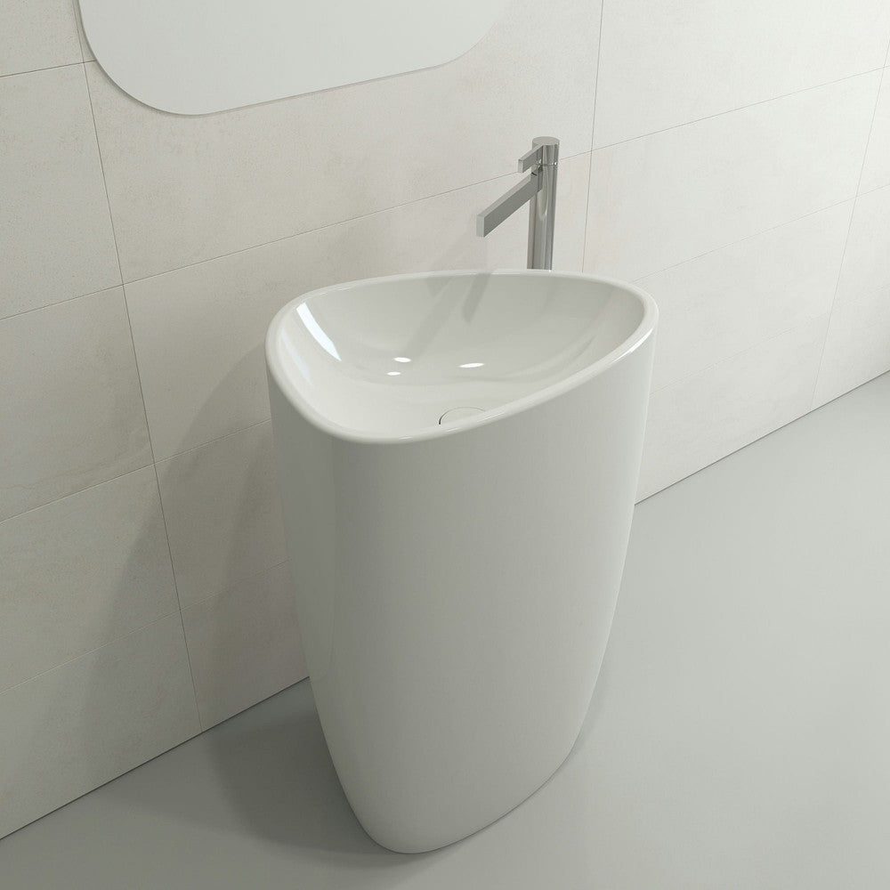 Etna Monoblock Pedestal Sink Fireclay 33.75 in. with Drain Cover in White