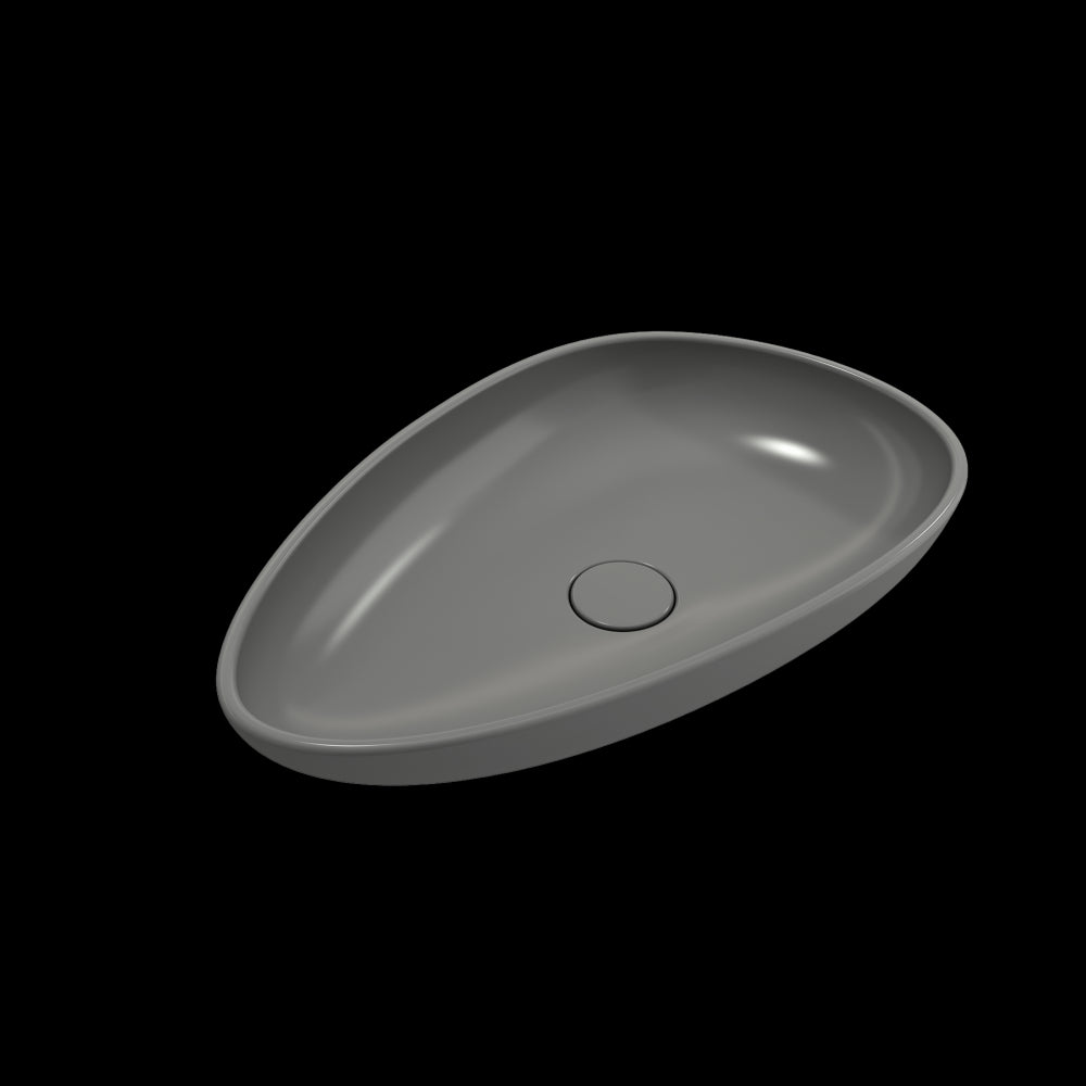 Etna Vessel Fireclay 23.25 in. with Matching Drain Cover in Matte Gray