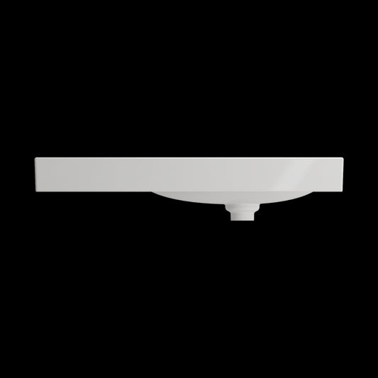 Etna Wall-Mounted Sink Fireclay 35.5 in. with Matching Drain Cover in White