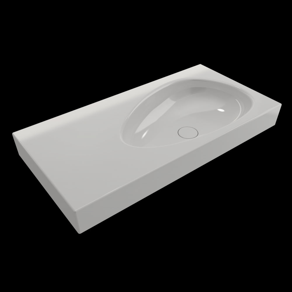 Etna Wall-Mounted Sink Fireclay 35.5 in. with Matching Drain Cover in White