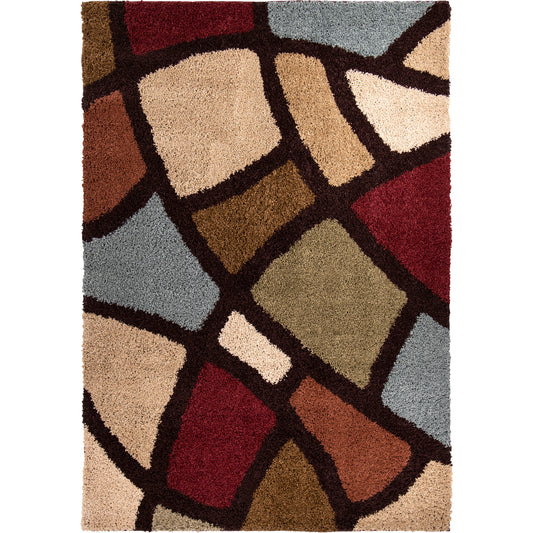 Orian Impressions Shag Circle Bloom Multi Brown 94"X130"
