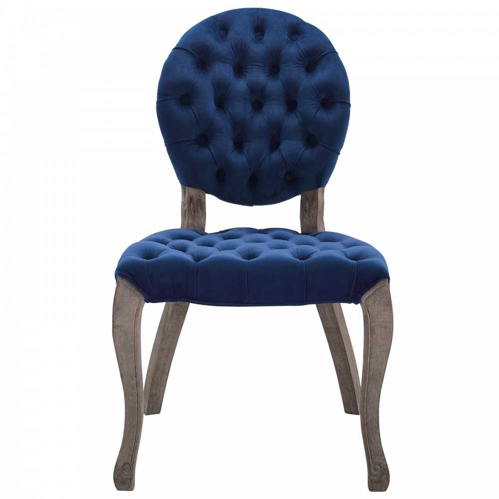 Exhibit French Vintage Dining Performance Velvet Side Chair, Navy