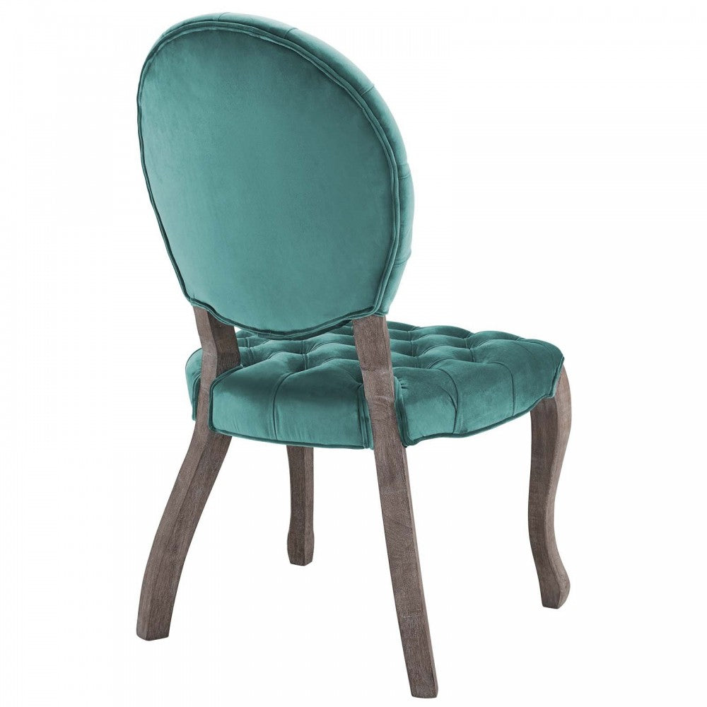 Exhibit French Vintage Dining Performance Velvet Side Chair, Teal