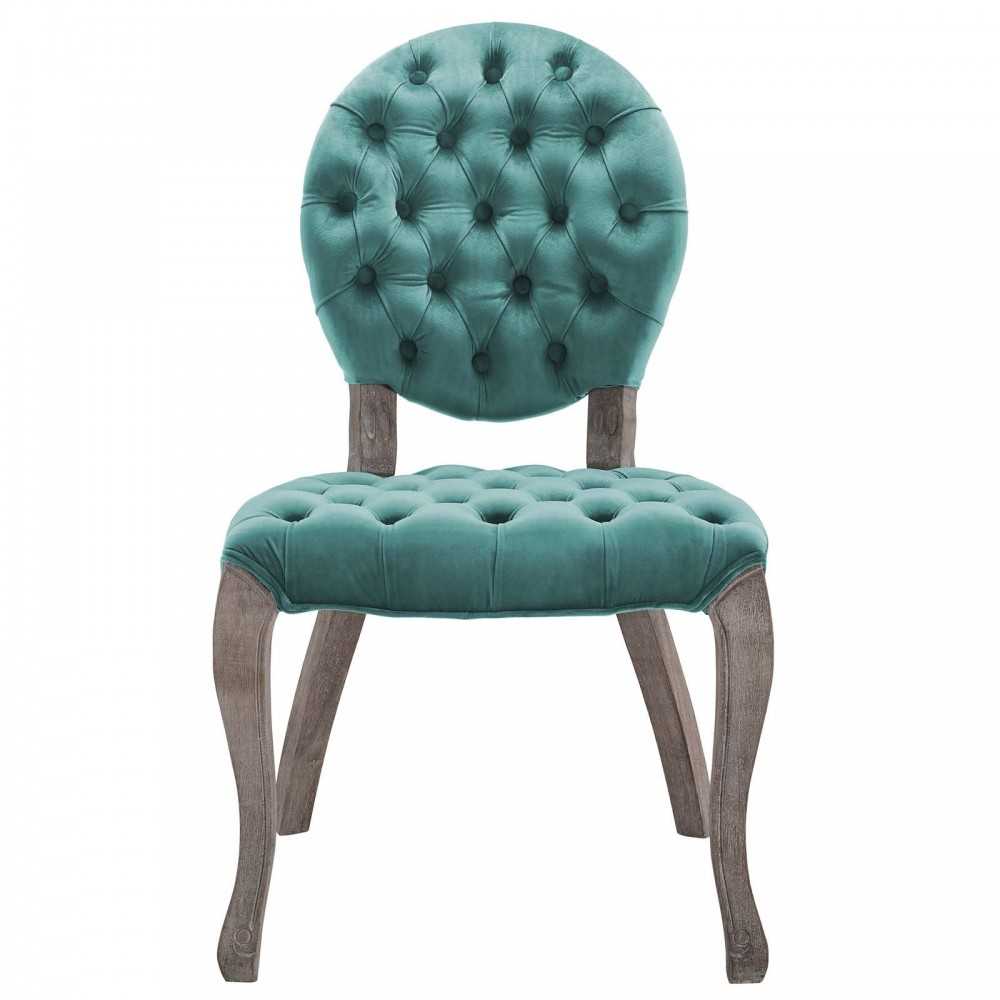 Exhibit French Vintage Dining Performance Velvet Side Chair, Teal