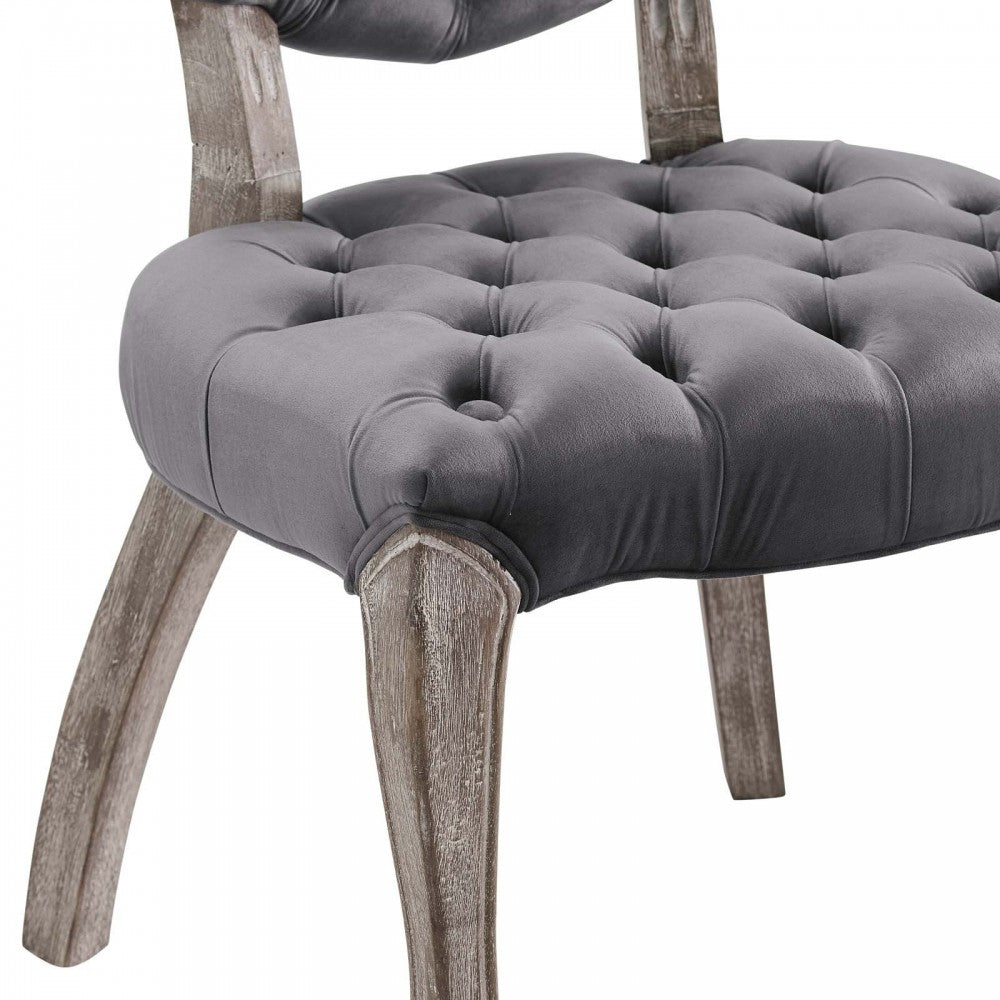 Exhibit French Vintage Dining Performance Velvet Side Chair, Gray
