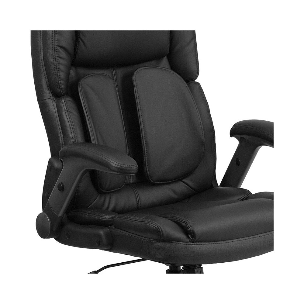 Extreme Comfort High Back Black LeatherSoft Executive Swivel Ergonomic Office Chair with Flip-Up Arms