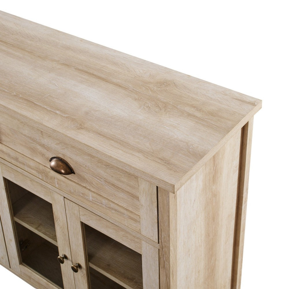 Farmhouse 2 Drawer, 4 Glass Door TV Stand for TVs up to 58 Inches - White Oak