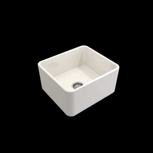 Farmhouse Apron Front Fireclay 20 in. Single Bowl Kitchen Sink with Protective Bottom Grid and Strainer in Biscuit
